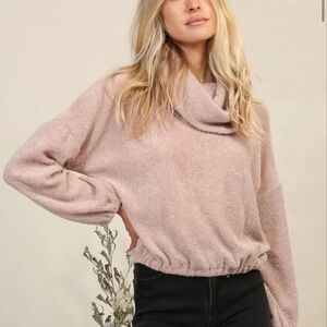Lumiere Soft Blush Cowl Neck Sweater